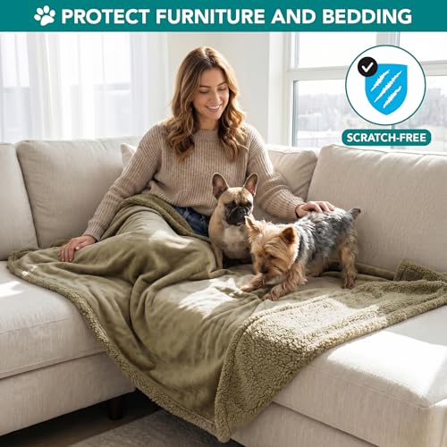 PetAmi Dog Blanket Small Medium Pet Cat Puppy Kitten, 40x29, Solid Taupe | 460 GSM, Soft Sherpa Fleece Throw, Reversible Plush Couch Cover Protector Crate Carrier Sofa Bed Car Seat, Machine Washable - color: Taupe/Taupe Sherpa, size: Medium - 29 X 40 Inch