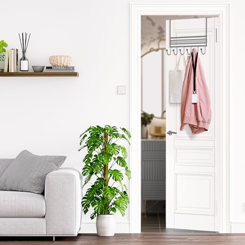 Deco Brothers Over The Door Hook Organizer with 6 Hooks, Silver