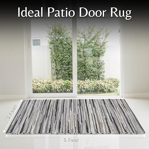 Ramanta Home Hand Woven Cotton Chindi Rag Rug 3'x5' - Charcoal | Recycled Rugs, Boho Farmhouse Rugs for Living Room, Dinning Room, Kitchen, Entryway, Bedroom Rug - 36"x60" - color: Charcoal, size: 3 x 5 feet