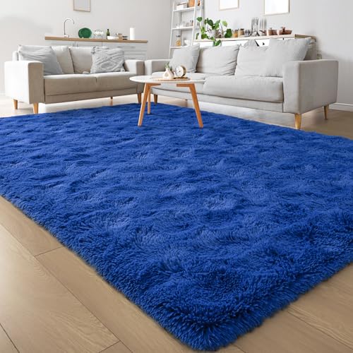 Keeko Fluffy Area Rugs 3x5,Washable Shag Rug for Bedroom Girls Room-Navy | Cute Shag Kids Rugs Nursery Living Room Indoor Fuzzy Bedside Rug Ultra Soft Furry Carpet for Teen Baby Dorm Decor - color: Navy, size: 3' x 5' (Rectangular)