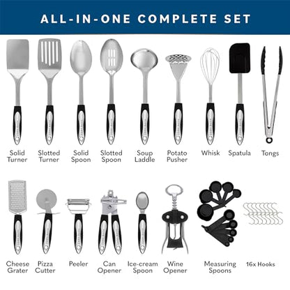 Home Hero Stainless Steel Kitchen Utensils Set - Heat-Resistant Silicone & Nonstick Tools - Durable Stainless Steel Kitchen Gadgets - Complete Kit Measuring Cups & Spoons - 41-Piece Set | Heat-Resistant Stainless Steel Kitchen Utensil Set - Measuring Cups