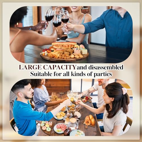 4 Pcs Wood Charcuterie Boards, Snack Appetizer Tray with Handle | Acacia Wood Cutting Board for Party,Puzzle Design Splits into 4 Boards, Charcuterie Serving Platter for Meat Fruit Vegetables