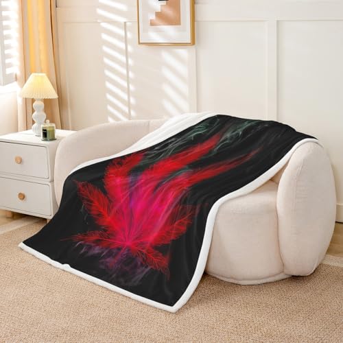 Marijuana Throw Blanket Red Cannabis Leaf Printed Bed Blanket, for Adult Women Teens Marijuana Weed Leaf Fleece Blanket Exotic Leaves Rustic Soft Boho Trippy Hippie Sherpa Throw Blanket, Baby - color: Multi 15, size: Baby(30"x40")