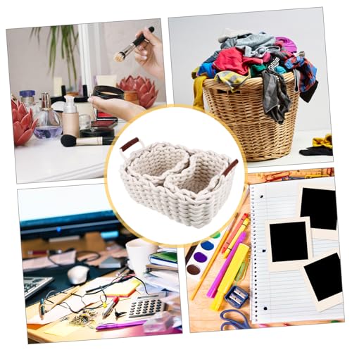 3Pcs Eco-friendly Nesting Storage Baskets with Handles Versatile Woven Boxes for Household Organization and Home Decoration Safe for Play
