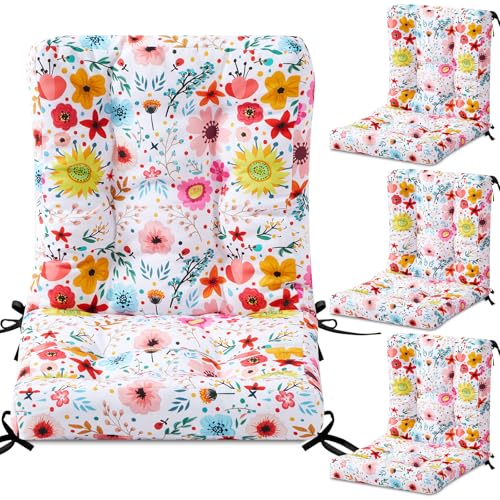Hoteam 4 Set Outdoor Patio Chair Cushions 20 x 42 in Deep Seat Waterproof Patio Cushions Set for Furniture Replacement Removable Seat and Back (Watercolor Flowers) - style: Watercolor Flowers
