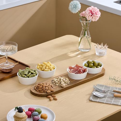 6oz White Ceramic Chips and Dip Serving Platter For Olive Cracker Tray,Small 4Inch Bowls Cranberry Sauce Relish Dish for Appetizer,Side Dishes,Cheese ball,Dipping,Dessert,Salsa,Tapas - color: White
