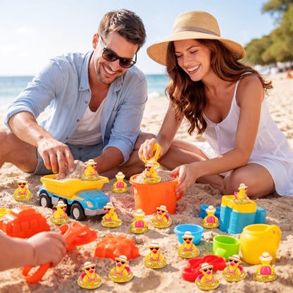 RoundFunny 50 Pcs Mini Ducks Bulk Resin Bikini Duck Figurines for Cruises | Miniature Duck for Summer Beach Pool Party Favors, Hawaii Duckies Figure for Dollhouse Hide DIY Craft, Garden Landscape Decor - style: Bikini Duck