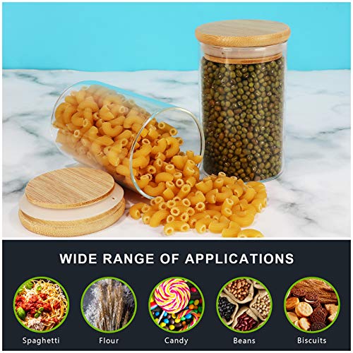 DHSBTLS 15 Pack 8 oz Glass Jars With Bamboo Lids for Kitchen, Pantry | Borosilicate Airtight Canisters, Food Storage Container, Pantry Organization, Kitchen Sets, Spice Containers - size: 8 fl oz (15 pcs)