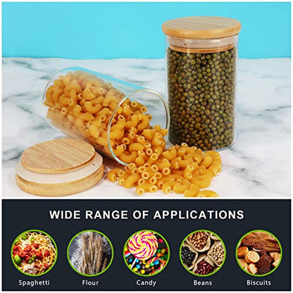 DHSBTLS 15 Pack 8 oz Glass Jars With Bamboo Lids for Kitchen, Pantry | Borosilicate Airtight Canisters, Food Storage Container, Pantry Organization, Kitchen Sets, Spice Containers - size: 8 fl oz (15 pcs)