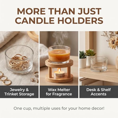 4 Pcs Clear Glass Tealight Candle Holders - Small Votive Candle Jars for Wedding Centerpieces Reception Table Decor Party Dinner