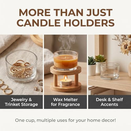 4 Pcs Clear Glass Tealight Candle Holders - Small Votive Candle Jars for Wedding Centerpieces Reception Table Decor Party Dinner
