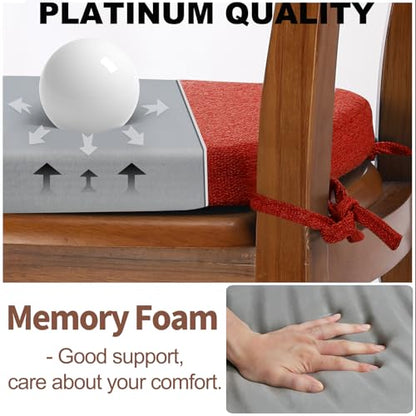 SINOSSO 1 Pack Memory Foam Chair Cushions for Dining Chair, Friendly Woven Fabric 16" U-Shape Comfortable Kitchen Chair Pad, Removable Slip Resistant Seat Cushion (1 Piece, Red) - color: Bright Red