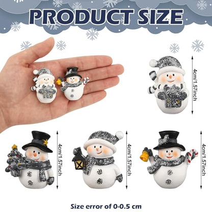 Honoson 12 Pcs Christmas Cute Snowman Figurines Winter Miniature Glittered Figurines Resin Micro Landscapes Winter Snow Decoration for Christmas Birthday Home Decorations Gift (Cute Snowman) - style: Cute Snowman