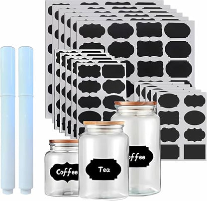 244pcs Chalkboard Labels with 2 Chalk Marker Removable Labels | Erasable Reusable labels for Jars, Craft Rooms,Storage, Pantry Containers and Storage Bin Organize Your Home Kitchen