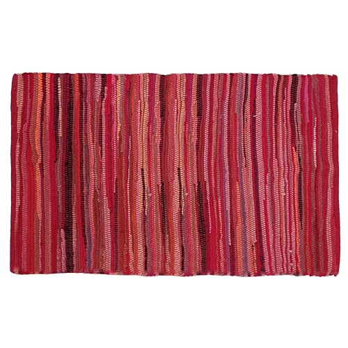 Chindi Area Rug 3x5 Feet - Red | Cotton Woven Rugs for Living Room, Easy Clean Reversible Outdoor Carpet - color: Red, size: 3 x 5 feet