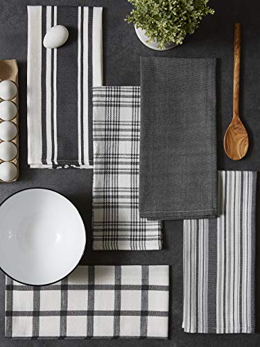 DII Assorted Woven, Kitchen Dishtowel Set, 18x28, Gray, 5 Piece - color: Gray