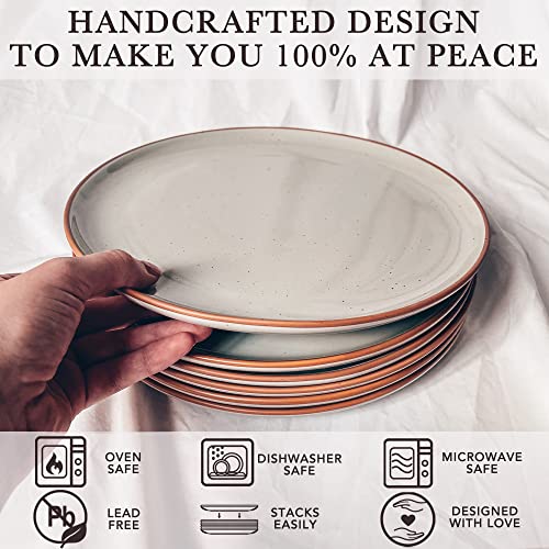 Mora Ceramic Dinner Plates Set of 6, 10 inch Dish Set - Microwave, Oven, and Dishwasher Safe, Scratch Resistant, Modern Rustic Dinnerware- Kitchen Porcelain Serving Dishes - Earl Grey - color: Earl Grey