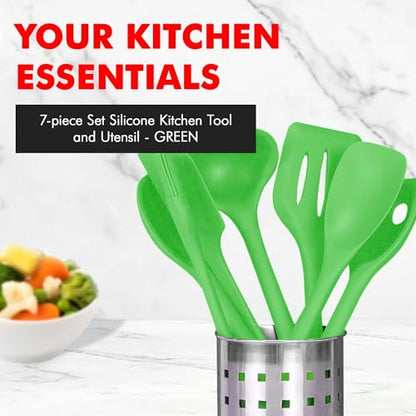 Chef Craft Premium Silicone Kitchen Tool and Utensil Set, 7 Piece, Green - color: Green, size: 7 Piece Set