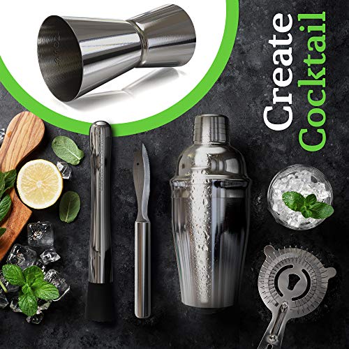 Highball & Chaser Cocktail Shaker Set: Bartender Kit for Home Bar Mixology Cocktail Bar Set Plus E-Book with 30 Recipes - color: Gunmetal