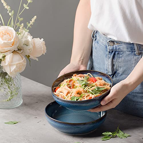 30oz Ceramic bowls set of 4-8" serving bowls for Kitchen,Pasta,Salad-Dishwasher & Microwave Safe Perfect for Housewarming, Thanksgiving, Christmas-Royal Blue - color: Royal Blue