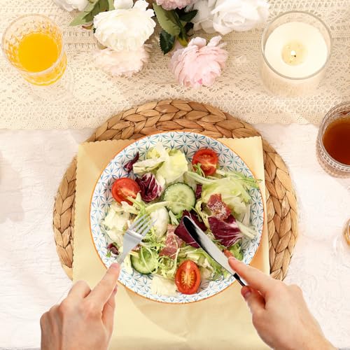 Large Ceramic Pasta Bowls Set of 6, 30 Oz Large Salad Bowls for Kitchen, 8.25 inch Decorative Ceramic Serving Bowl, Pasta Plates, Porcelain Dinner Soup Bowl Set, Microwave&Oven&Dishwasher Safe - size: 30 Oz-8.25"