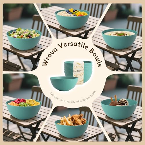 Wheat Straw Bowls for Kitchen, Anti-Scald Thick Soup Bowls 40oz, 6PCS | Green Plastic Bowls Dishwasher Safe, Microwave Safe Bowls, Plastic Cereal Bowls Reusable, Unbreakable Bowls Easy to Clean - color: Green, size: 40oz