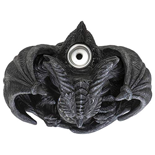 Pacific Giftware Black Guardian Dragon LED Lighted Stonewall Mountain Faux Stone Backflow Incense Burner Fantasy Dragon Breath Reverse Flow Smoke Waterfall Incense Collectible 8" Tall