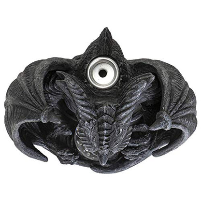 Pacific Giftware Black Guardian Dragon LED Lighted Stonewall Mountain Faux Stone Backflow Incense Burner Fantasy Dragon Breath Reverse Flow Smoke Waterfall Incense Collectible 8" Tall