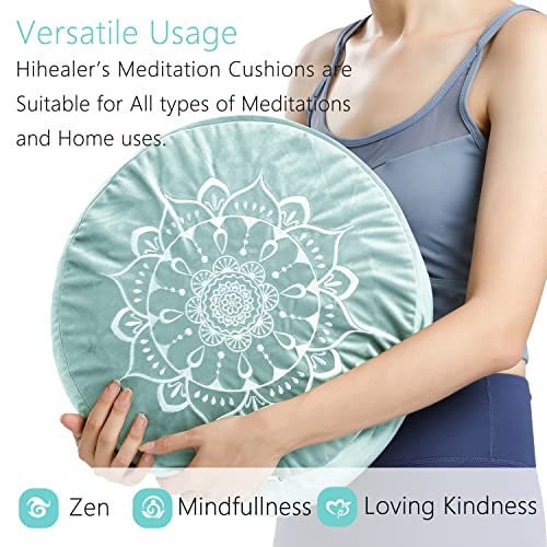 Hihealer Meditation Cushion, Traditional Tibetan Meditation Pillow Velvet Cover - Large Floor Cushion Seating for Adults - Yoga Buckwheat Bolster for Women、Moms - color: Tranquil Night & Day
