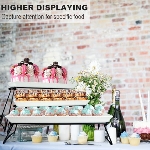 Czlizdyt Extra Large 3 Tier Serving Tray Set, 24x22x9.7 inch Cupcake Fruit Cookie Dessert Table Display Stands Melamine Tiered Platters Food Trays for Party Buffet Entertaining, White