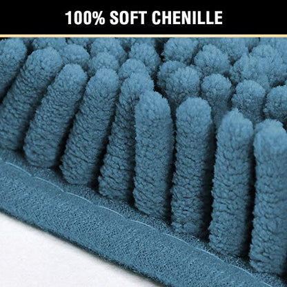 H.VERSAILTEX Bathroom Rugs Luxury Chenille 2 Piece Mats, Soft Plush 32''x20'' Bath Rug + 20''x20'' Toilet Mat Microfiber Shaggy Carpet, Super Absorbent mats, Machine Washable (Dark Teal) - color: Dark Teal, size: 20" x 32" Plus 20" x 20"