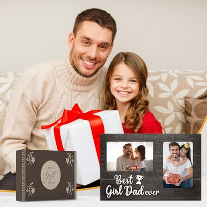 Baby Girl Gifts, Fathers Day 3D Photo Frame from Baby Girl Gifts Hold 4x6 Inches Two Photos, Girl Dad Birthday Gift for Dad, Girl Dad First Time Picture Frames - color: girl dad