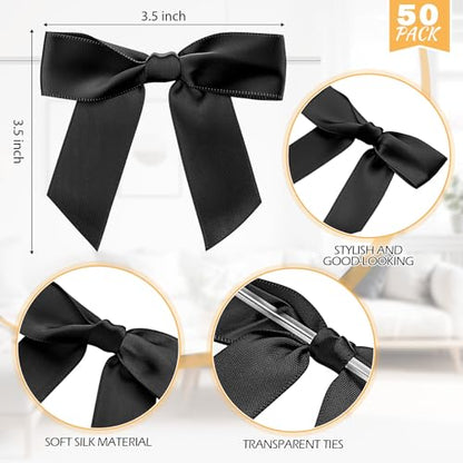 Zopeal 100 Pcs Plastic Champagne Flute Glasses and Bow Set 4.5 oz Gold Glitter Wedding Toasting Goblet 50 Pcs 3.5" Bow Reusable Unbreakable Stemware for Valentine Birthday Party - color: Black, style: Classic