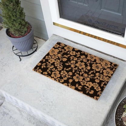 Floral Pattern Coir Doormat, 23.7x15.7 inch, Water Resistant, Durable, Machine Made, Small, Traditional Style, Spot Clean Only - color: Garden Floral Pattern