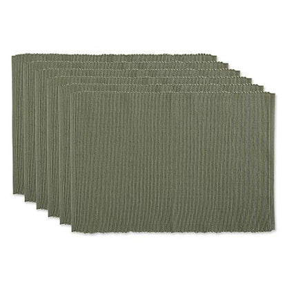 DII Basic Everyday Ribbed Tabletop 100% Cotton, Placemat Set, 13x19, Artichoke, 6 Piece - color: Artichoke, size: 13x19"