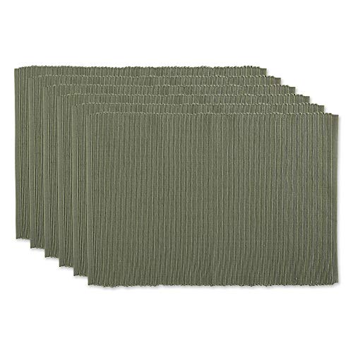 DII Basic Everyday Ribbed Tabletop 100% Cotton, Placemat Set, 13x19, Artichoke, 6 Piece - color: Artichoke, size: 13x19"