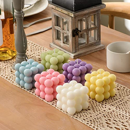 Bubble Candle - Cube Soy Wax Candles, Home Decor Candle, Scented Candle Set 2 Pieces, Home Use and Gifting (White+Green) - color: White+Green