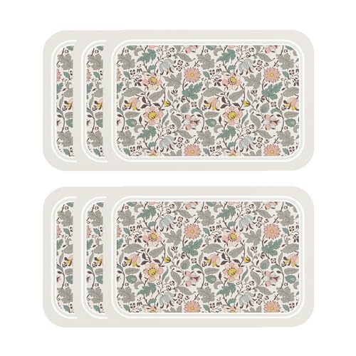 Vinyl Waterproof Placemats Set of 6 Rectangular,12"*17"-Hazel B | Wipeable Beautiful Print Place Mats,Stain Resistant,Heat Resistant,Everyday Meals,Kitchen,Dinning,Holiday,Decor - color: Hazel B