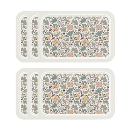 Vinyl Waterproof Placemats Set of 6 Rectangular,12"*17"-Hazel B | Wipeable Beautiful Print Place Mats,Stain Resistant,Heat Resistant,Everyday Meals,Kitchen,Dinning,Holiday,Decor - color: Hazel B