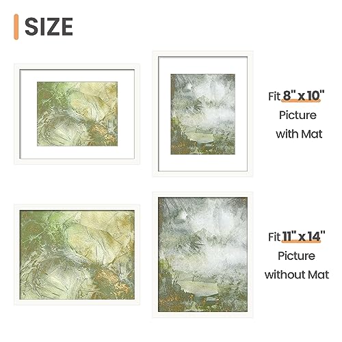 upsimples 11x14 Picture Frame Set of 10, Display Pictures 8x10 with Mat or 11x14 Without, Multi Photo Frames Collage for Wall Display, White | Fit 8x10 with Mat and 11 x 14 Photos, Wall or Tabletop Display, For Gallery Hallway Living Room, For Christmas W