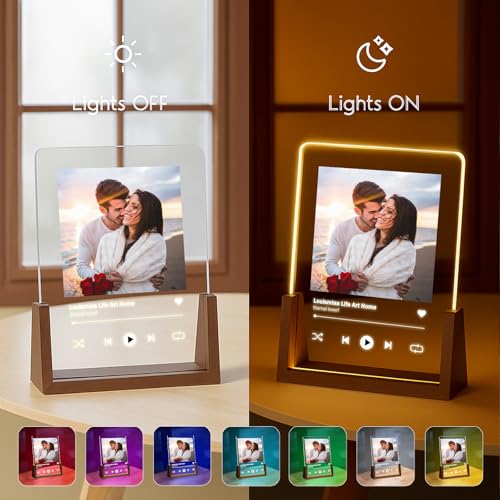 LOUISMIAA Customized Picture Frames with Night Light,Personalized Ptoto Frame Anniversary Birthday Mother’s Day Father’s Day Valentine’s Gifts for Boyfriend Girlfriend Couple Same Day Shipping - color: Style 02