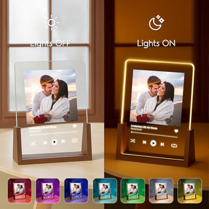 LOUISMIAA Customized Picture Frames with Night Light,Personalized Ptoto Frame Anniversary Birthday Mother’s Day Father’s Day Valentine’s Gifts for Boyfriend Girlfriend Couple Same Day Shipping - color: Style 02