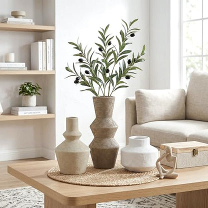 DREAMLOOM Modern Modern Ceramic Vase Set of 3, Brown | Funnel Shaped, Farmhouse Rustic, Pampas Grass, Home Decor, Living Room Bedroom Kitchen Shelf Centerpiece - color: Dark Tea Combo - Funnel-shaped