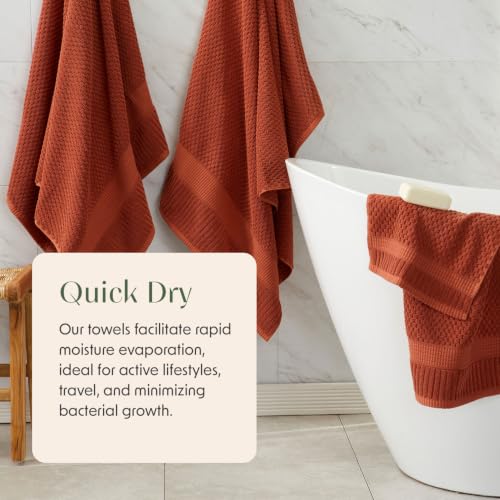 4 Pack 100% Cotton Bath Towels | Clay Towels | Oeko‑TEX Standard 100 | Soft & Absorbent, Quick‑Dry | Trinity Collection - Baked Clay - color: Baked Clay, size: Bath Towels (4 Pack)
