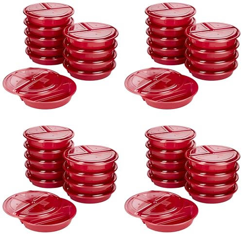 GoodCook Meal Prep Containers Set Microwave & Dishwasher-Safe Round Food Organizers with Labeled Compartments BPA-Free Food Storage Set with Snap Shut Lids Portion Control, 10-Pieces, Red (Pack of 4) - color: Red, size: 3 Compartment (4 Cup) (Pack of 4)