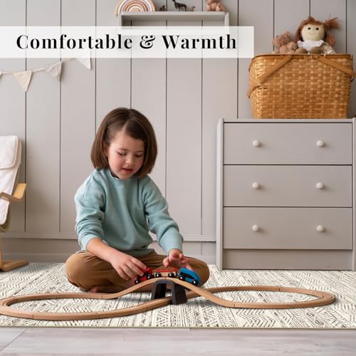 Moroccan Washable Hallway Runner Rug - 2'6"x12' Non Slip Floor Mat for Kitchen Low Pile Living Room Carpet with Rubber Backing Bedroom Rugs for Entryway 2'6"x12' Beige | Soft Kitchen Rugs Low Pile Thin Carpet Runners for Entryway Bedroom Bathroom Living R