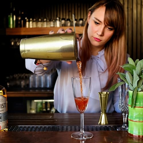Mwellewm Cocktail Shaker Boston Shaker Set 15 Pcs Professional Bartender Kit Bar Shaker Stainless Steel Drink Shaker Bartending Beginner Martini Shaker Tin Mixed Alcohol Shaker Tool(Gold) - color: Gold