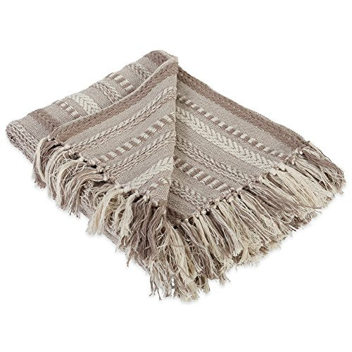 DII Braided Striped Decorative Throw Blanket, 50x60, Stone - color: Stone, size: 50x60"