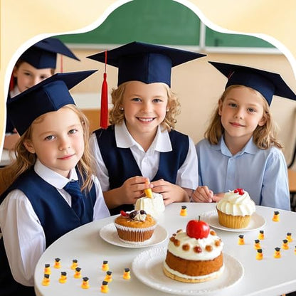 JUNEBRUSHS Graduation Table Decorations, 50 Pcs Mini Resin Ducks Tiny Graduation Cap Duck Yellow Grad Ornaments for Grad Party Favors Crafts - style: Duck Style