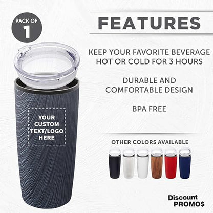 DISCOUNT PROMOS Custom Plastic Tumbler 20 oz., Personalized - With lid, Ice Coffee Tumbler, To Go Cup, Insulated - Grey - color: - Custom – Grey